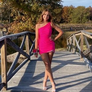 Vibrant Fuchsia One-Shoulder Dress